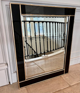 1970s Modern Black Lucite & Gold Metal Framed Mirror, sku: 032883